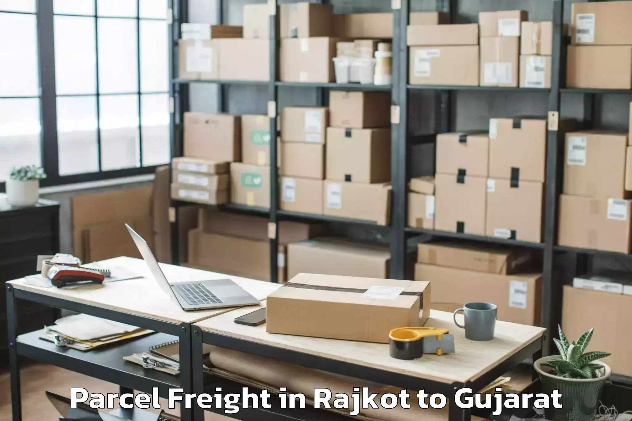 Top Rajkot to Amod Parcel Freight Available